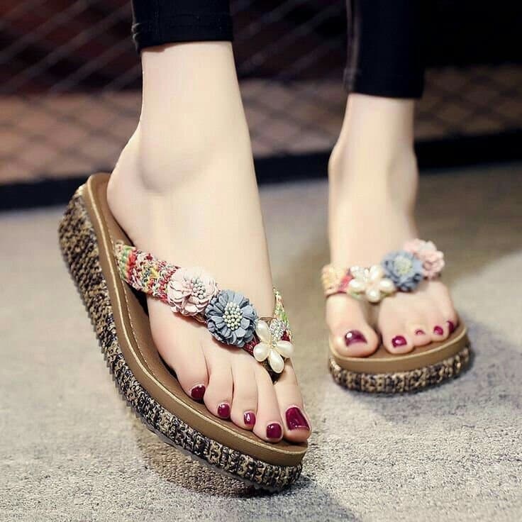 Floral Charm Wedge Sandals