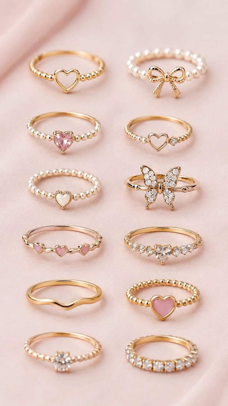 Sweet Heart & Butterfly Ring Set